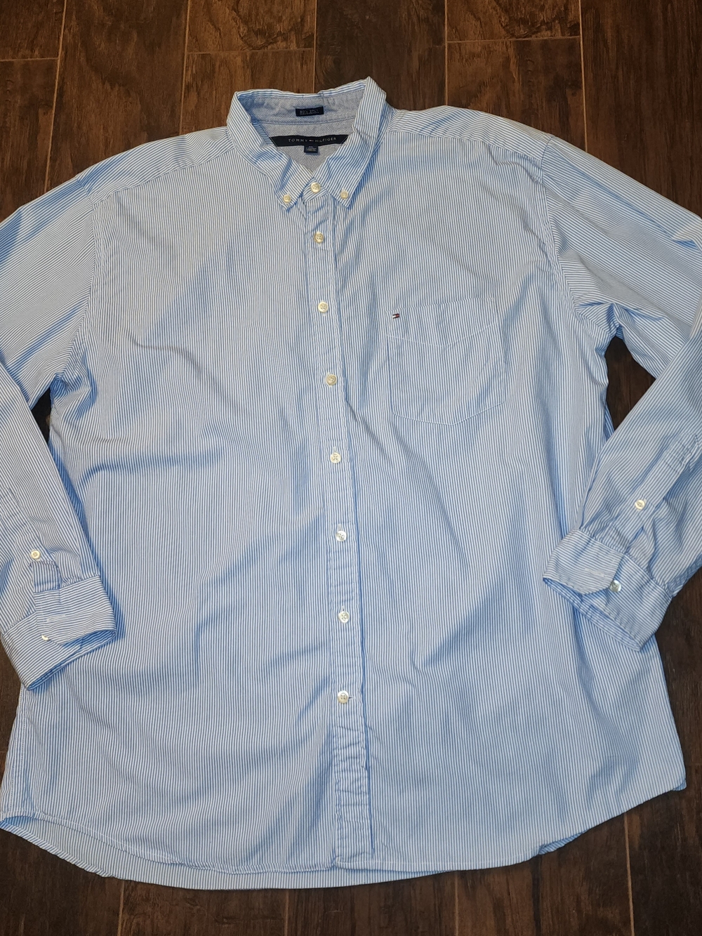 Tommy Hilfiger Men's Light Blue Stripe Button-Down Shirt
